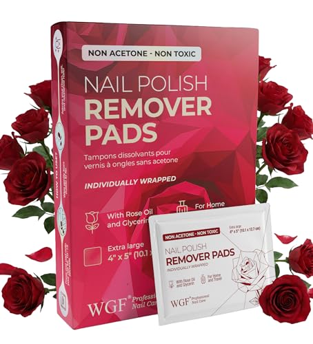 WGF Professional Non-Acetone Nail Polish Remover Pads, 14 Count Travel Wipes