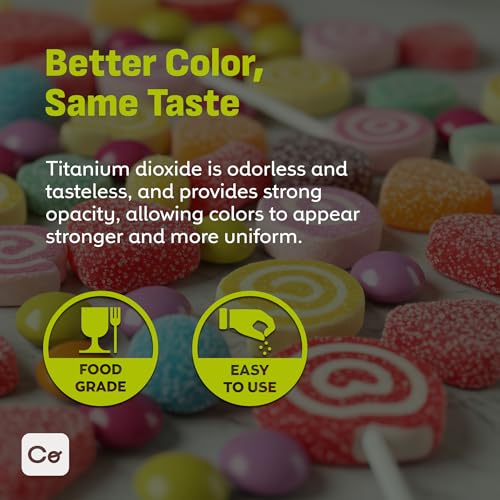 Coolinario Food Grade Titanium Dioxide Powder - 4 OZ for Bright Confections & Sauces