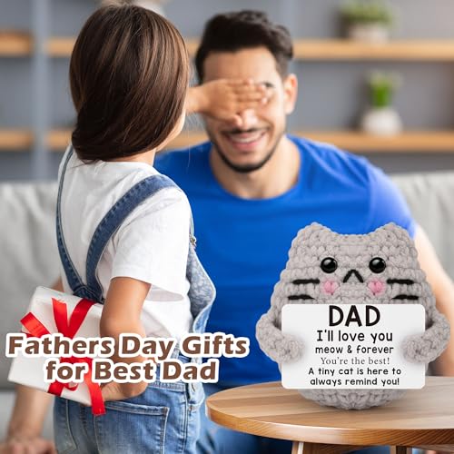 Handmade Crochet Cat Decor - Heartfelt Gift for Dad