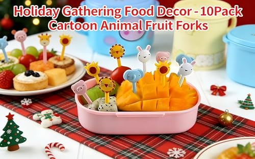10-Pack Animal Shaped Food Picks for Kids - Reusable Fruit Forks
