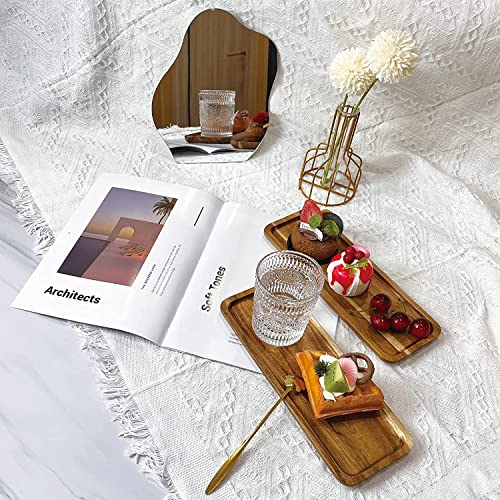WRIVQSYO Square Wooden Vanity Tray for Bathroom & Kitchen Storage, 11x4 Inch