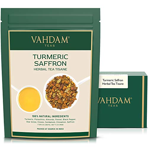 VAHDAM Turmeric Saffron Herbal Tea Loose Leaf - 100g Blend