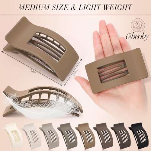 Flat Hair Claw Clips 8 Pcs Medium French Barrettes Non-Slip