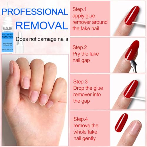 MUSILAN Super Strong Nail Glue & Remover Set for Press-on Nails