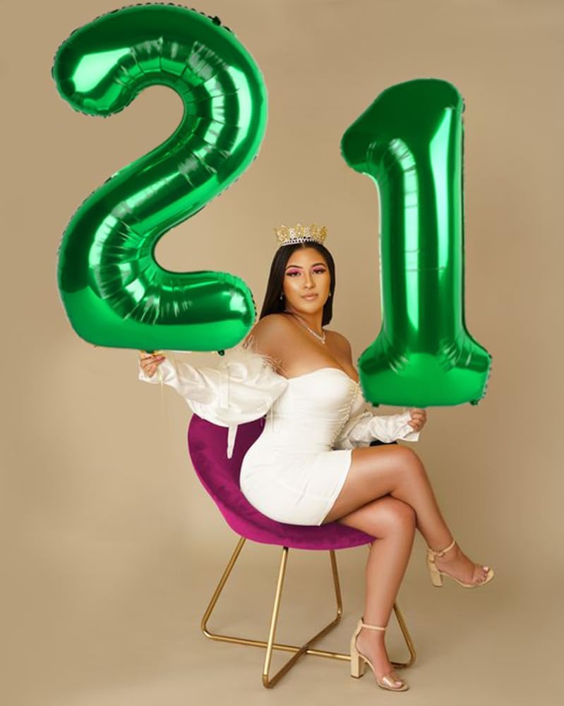 Regine Switzerland 40-Inch Dark Green Number 21 Balloons - Perfect Birthday & Graduation Party Decor