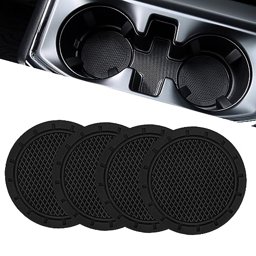 JOYTUTUS 2.75 inch Silicone Car Cup Holder Coasters - 2 Pack, Black