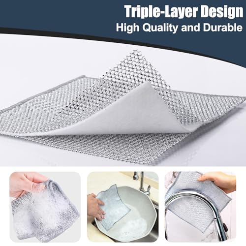 Navona Triple-Layer Steel Wire Dishcloths - 12 Pack Non-Scratch Rags