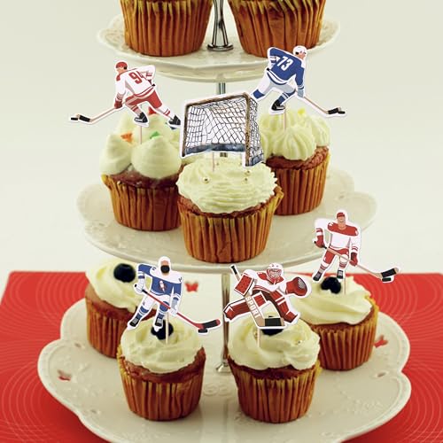 36 Pack Hockey Cupcake Toppers - Design 5 Sports Theme Party Decorations