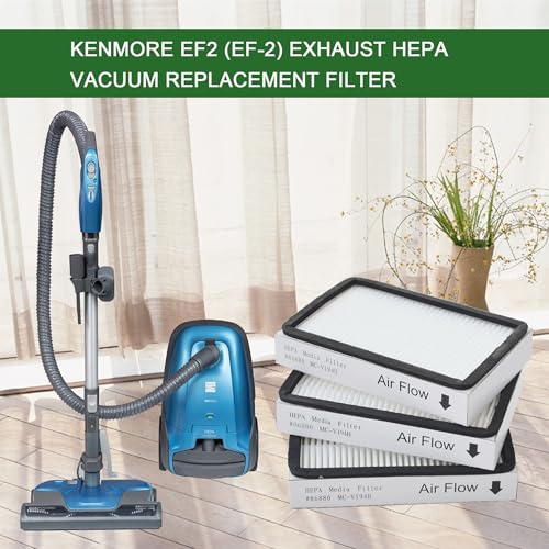 EZ SPARES 3-Pack HEPA Vacuum Filter Replacement for Kenmore & Panasonic EF-2, MC-V194H