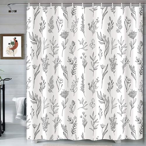 Drgilau Vintage Botanical Floral Shower Curtain Set - 48" x 72" White