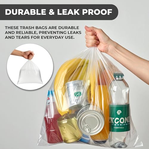 4 Gallon Clear Trash Bags - 200 Count Lightweight Wastebasket Liners
