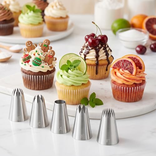 Large Stainless Steel Cake Decorating Tips Set 5pcs Piping Nozzles