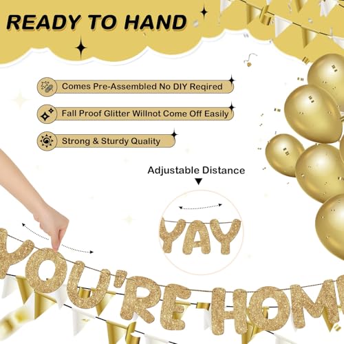 Champagne Gold Yay You're Home Banner - Ready to Display