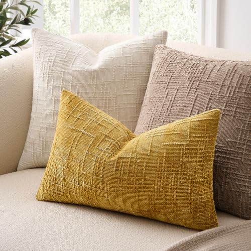 Soft Chenille Throw Pillow Covers Set of 2 - 18x18 Inch White
