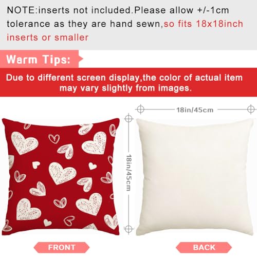 RABUSOFA Valentine Heart Pillow Covers 18x18 Set of 2 Red Home Decor