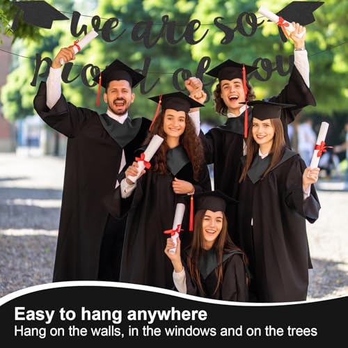 Class of 2026 Graduation Banner Black Glitter Pre-Strung Party Decor