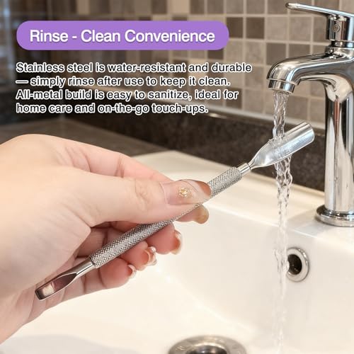 Gmlawsc 2-Piece Stainless Steel Cuticle Pusher and Nail Cleaner Set