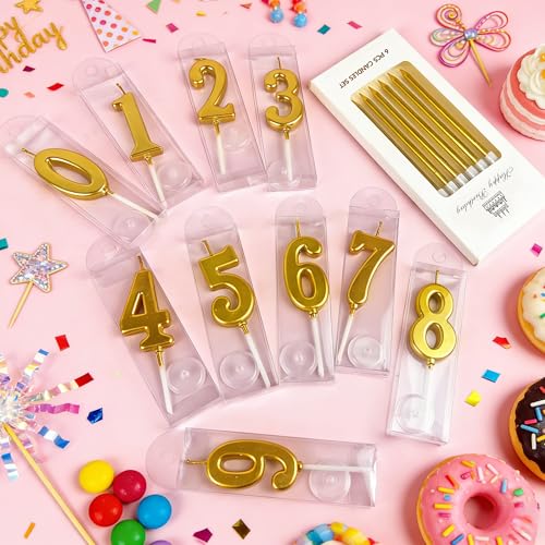 38PCS Gold Number Birthday Candles Set for Cake Decoration