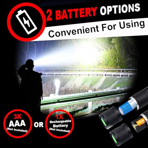 1 Mode Flashlights 2 Pack, Super Bright Zoomable LED Tactical Flashlight High Lumens, Water Resistant Portable Pocket Flash Light for Emergency, Camping, Home, and Gift - Red