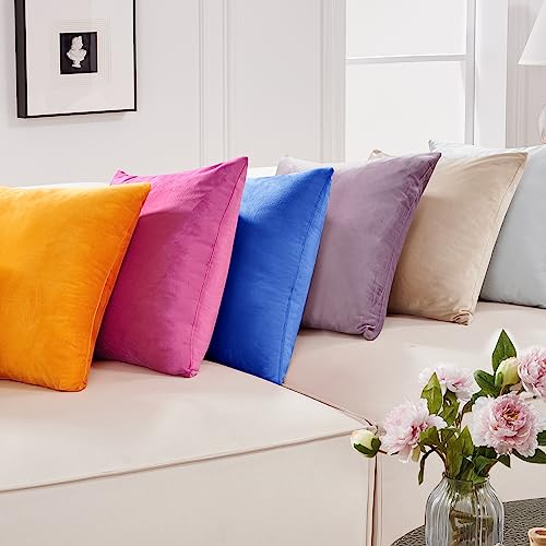 Deconovo Velvet Throw Pillow Covers | 24x24 Inch, 2 Pack, Soft Royal Blue