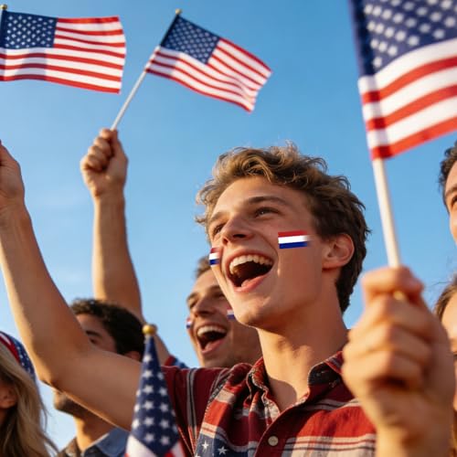 Allyix Red White and Blue Face Paint Sticks with USA Flag Tattoos