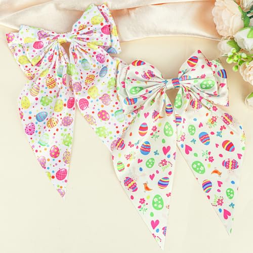 GAFATORY Large Easter Hair Bows with Non-Slip Barrettes - 2 PCS