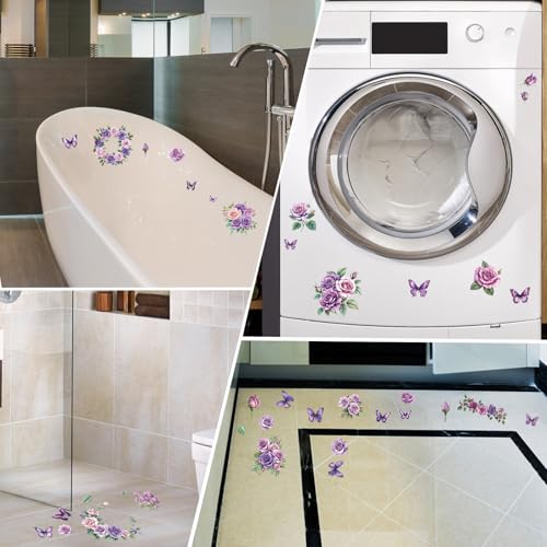 MOROBOR Anti-Slip Bathtub Stickers - 6PCS Purple Butterfly Decals