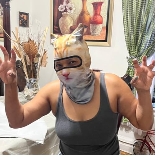 3D Cat Ski Balaclava Sheisty Face Mask with Ears Cute Animal Christmas Party, Face Cover UV Protector Lightweight Outdoor Activities