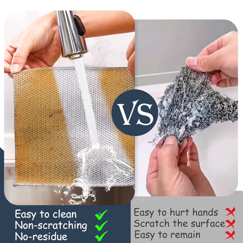 Navona Triple-Layer Steel Wire Dishcloths - 12 Pack Non-Scratch Rags