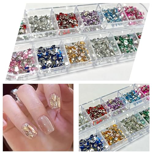 Hganxiu Nail Gems Art Rhinestones Kit with 3D Bows and Diamond Charms