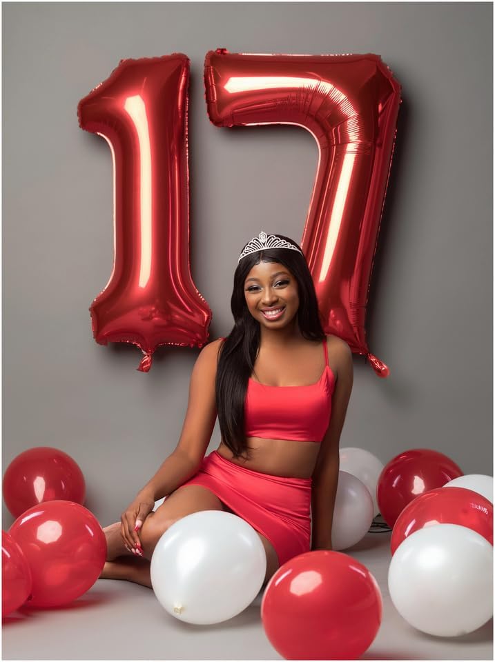 Red Number 7 Balloon - 40 Inch Giant Foil Balloon for 7th Birthday Party Decorations