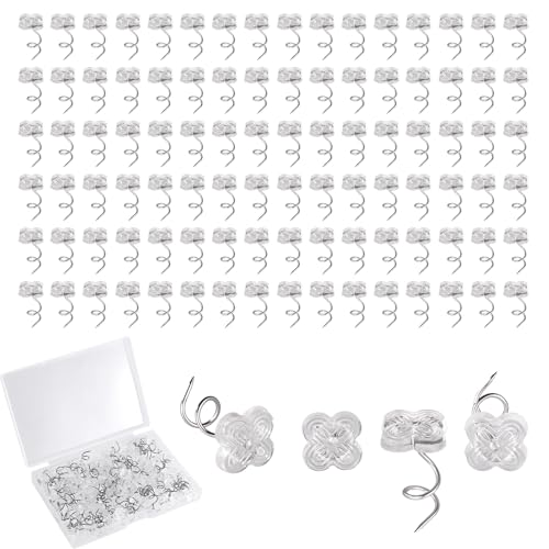 100 Bed Skirt Pins - 0.43 Inch Clear Twist Upholstery Tacks