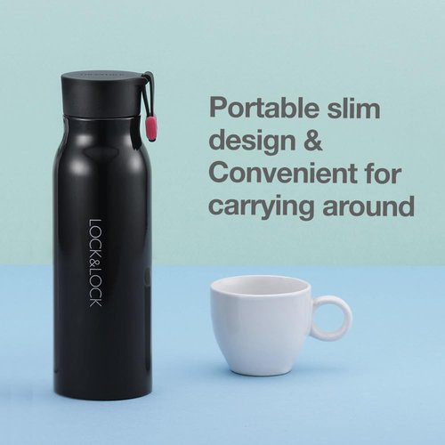 LOCK & LOCK Name Stainless Steel Vacuum Insulated Thermal Travel Mug, 17 oz (White)