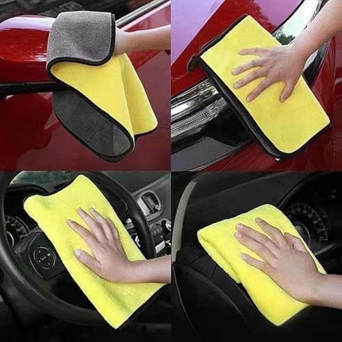 10 Pack Premium Microfiber Car Detailing Towels - Yellow/Grey, 11.8"x15.7"