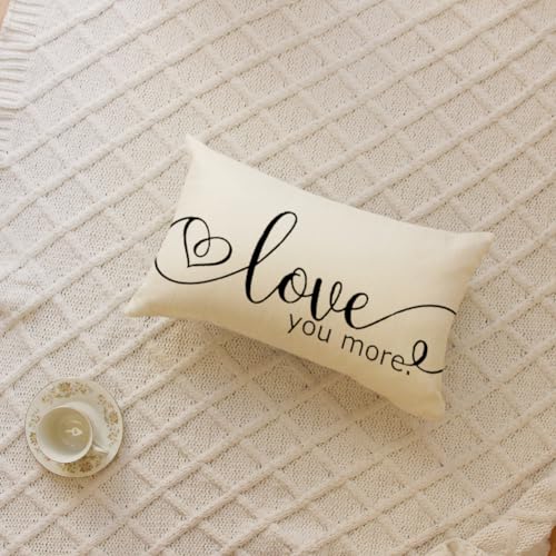 Valentine's Day Love You More Throw Pillow Cover 12x20 Inch Sofa Cushion Case