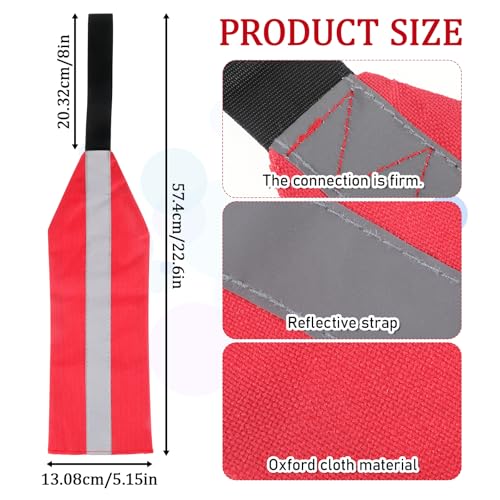 2 PCS Tow Flag, Red Warning Flags with Webbing, Travel Safety Tow Flag, High Visibility Trailer Warn Flags, with Bungee Cord and Double Sided Reflective Strip, 14.6¡¿5.15in