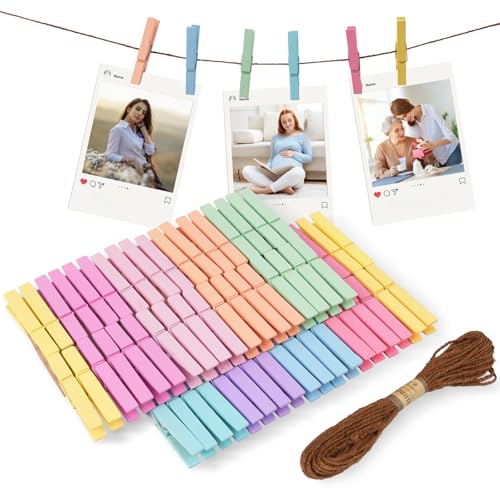 Skdtazrz 72 Pack Pastel Colored Wooden Clothespins - 2.9 Inch Craft Pins