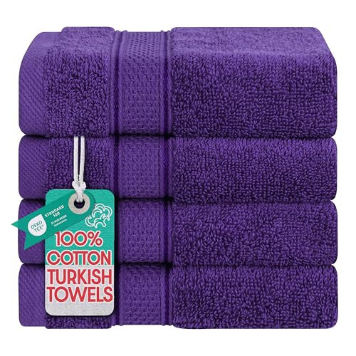 American Soft Linen Salem Purple Washcloth Set 4 Pack 13x13 Inch 600 GSM Cotton