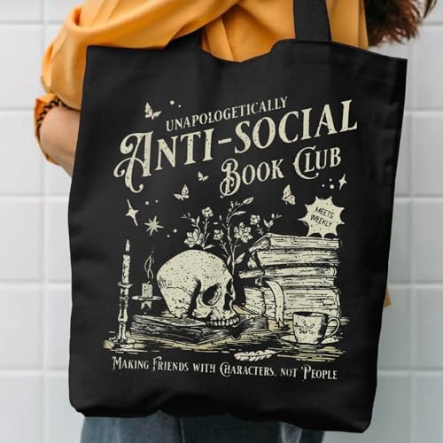 Kimoli Book Lovers Canvas Tote Bag - Cute Book Club Gift for Readers Women