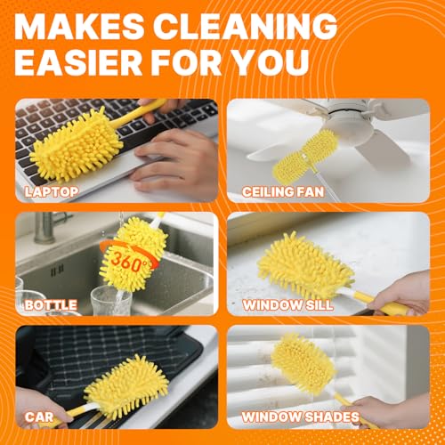BEVAUEG 2 Pack Reusable Microfiber Duster Pads for Swiffer, 360 Dust Refills - Yellow