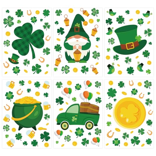 St. Patrick's Day Window Clings - 6 Sheet Shamrock Stickers