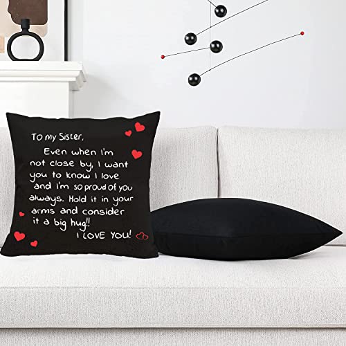 Sister Pillow Cover - Double-Sided Love Message, 18x18