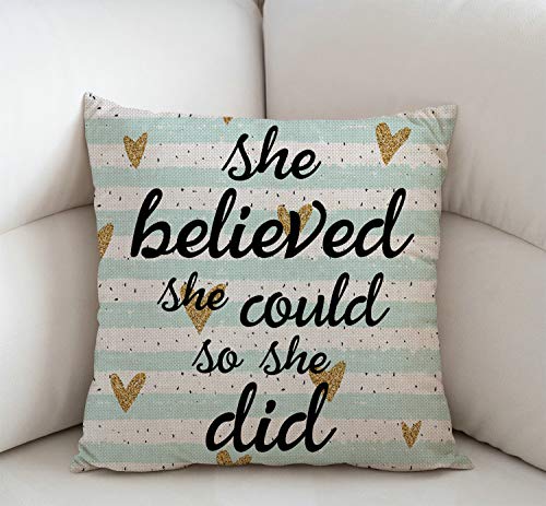She Believed She Could So She Did Throw Pillow Cover 18x18 Sw-003