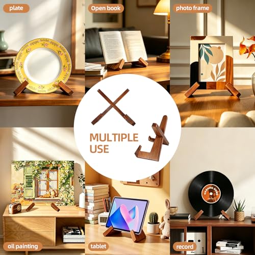 6.5 Inch Wooden Plate Rack - Multifunctional Desktop Display Stand