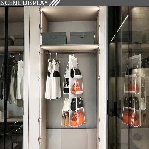 Zebricolo Hanging Purse Organizer for Closet, White Heavy Duty Handbag Rack