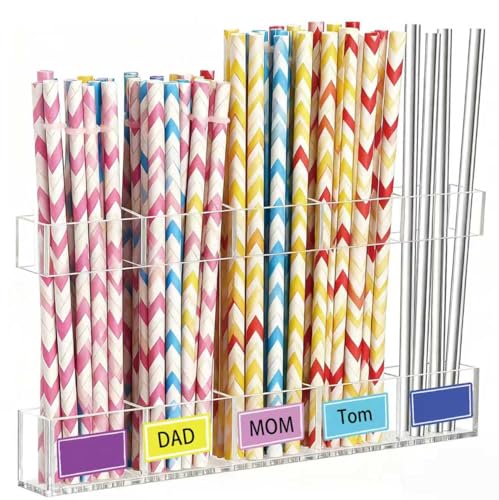 Acrylic Straw Holder with Adjustable Split Design - 9.5'' Storage for Kitchen