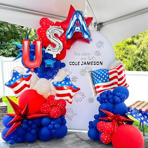 USA Letter Balloons Set - 28" American Flag & 18" Star Mylar Balloons