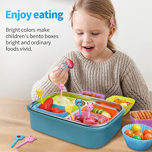 Doiaz Silicone Bento Box Set with Dividers & Food Picks - 52 Pack
