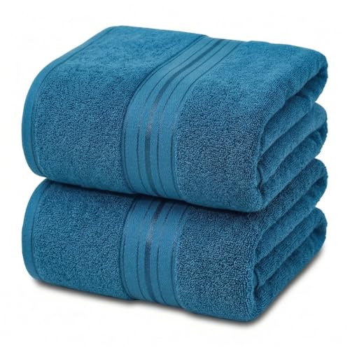 Meishiqi Luxury 100% Cotton Hand Towels, 2-Pack, 12" x 27", Light Blue