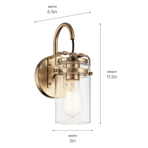 KICHLER Brinley 11.5" 1 Light Wall Sconce with Clear Glass Brushed Nickel